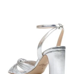 Jewel Badgley Mischka Christen Metallic Knotted Block Heel Sandal -Badgley Mischka shop CHRISTEN JW4022 SILLEA 3 56958.1624129642
