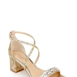 Jewel Badgley Mischka Claudia Glitter Block Heel -Badgley Mischka shop CLAUDIA JW4025 GLDGLT 1 27119.1627077327