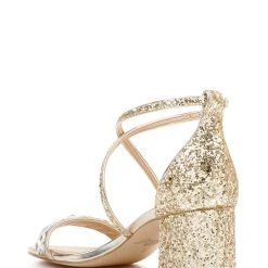 Jewel Badgley Mischka Claudia Glitter Block Heel -Badgley Mischka shop CLAUDIA JW4025 GLDGLT 3 07180.1624129768