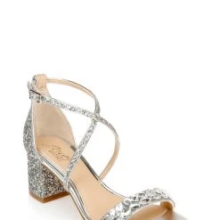 Jewel Badgley Mischka Claudia Glitter Block Heel -Badgley Mischka shop CLAUDIA JW4025 SILGLT 1 65077.1673492630