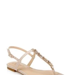 Jewel Badgley Mischka Dafina Metallic Thong Sandal -Badgley Mischka shop DAFINA JW4301 ROSMIC 1 50686.1645043552