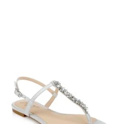 Jewel Badgley Mischka Dafina Metallic Thong Sandal -Badgley Mischka shop DAFINA JW4301 SILMIC 1 58125.1645043552