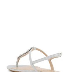 Jewel Badgley Mischka Dafina Metallic Thong Sandal -Badgley Mischka shop DAFINA JW4301 SILMIC 3 74243.1645043552