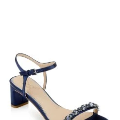 Jewel Badgley Mischka Dagny Strappy Low Block Heel -Badgley Mischka shop DAGNY JW4302 NVYSAT 1 31434.1645652177