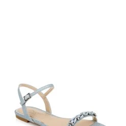 Jewel Badgley Mischka Danica Glitter Embellished Flat Sandals -Badgley Mischka shop DANICA JW4313 SKYBLU 1 37409.1673492541