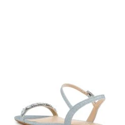 Jewel Badgley Mischka Danica Glitter Embellished Flat Sandals -Badgley Mischka shop DANICA JW4313 SKYBLU 3 54295.1645043615