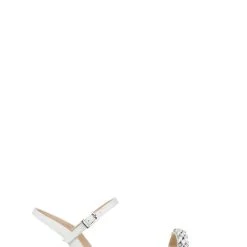 Jewel Badgley Mischka Danica Glitter Embellished Flat Sandals -Badgley Mischka shop DANICA JW4313 WHTGLT 2 03783.1645043615