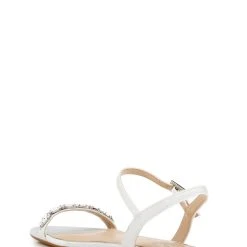 Jewel Badgley Mischka Danica Glitter Embellished Flat Sandals -Badgley Mischka shop DANICA JW4313 WHTGLT 3 35791.1645043615