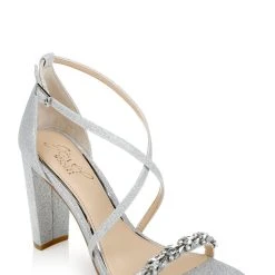 Jewel Badgley Mischka Daphne High Block Heel Sandal -Badgley Mischka shop DAPHNE JW4316 SILGLT 1 50526.1673490431