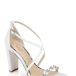 Jewel Badgley Mischka Daphne High Block Heel Sandal -Badgley Mischka shop DAPHNE JW4316 WHTGLT 1 37245.1645043651