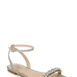 Jewel Badgley Mischka Daria Pearl And Crystal Flat Sandals