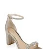 Jewel Badgley Mischka Daylann Pearl And Crystal Block Heel Sandal