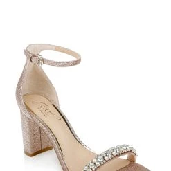 Jewel Badgley Mischka Daylann Pearl And Crystal Block Heel Sandal -Badgley Mischka shop DAYLANN JW4320 ROSGLT 1 48146.1645043692