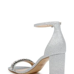 Jewel Badgley Mischka Daylann Pearl And Crystal Block Heel Sandal -Badgley Mischka shop DAYLANN JW4320 SILGLT 3 53129.1645043692