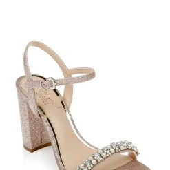 Jewel Badgley Mischka Dee Pearl And Crystal High Block Heels -Badgley Mischka shop DEE JW4321 ROSGLT 1 75574.1645043710