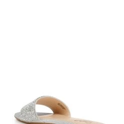 Jewel Badgley Mischka Delaney Glittering Flat Slides -Badgley Mischka shop DELANEY JW4323 SILGLT 3 17636.1645043727