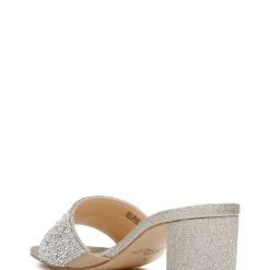 Jewel Badgley Mischka Della Glitter Block Heel Mules -Badgley Mischka shop DELLA JW4324 GLDGLT 3 38807.1645043742