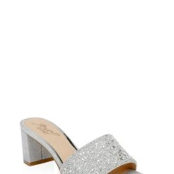 Jewel Badgley Mischka Della Glitter Block Heel Mules -Badgley Mischka shop DELLA JW4324 SILGLT 1 74429.1673490742