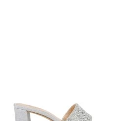 Jewel Badgley Mischka Della Glitter Block Heel Mules -Badgley Mischka shop DELLA JW4324 SILGLT 2 14076.1645043742
