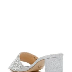 Jewel Badgley Mischka Della Glitter Block Heel Mules -Badgley Mischka shop DELLA JW4324 SILGLT 3 84929.1645043742