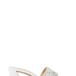 Jewel Badgley Mischka Della Glitter Block Heel Mules -Badgley Mischka shop DELLA JW4324 WHTMAT 2 33344.1645043742
