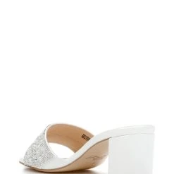 Jewel Badgley Mischka Della Glitter Block Heel Mules -Badgley Mischka shop DELLA JW4324 WHTMAT 3 15013.1645043742