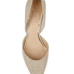 Jewel Badgley Mischka Dotty Glitter D'orsay Kitten Heel Wide-Width -Badgley Mischka shop DOTTY JW4355 GLDFAB 5 49015.1672873548
