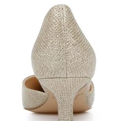 Jewel Badgley Mischka Dotty Glitter D'orsay Kitten Heel Wide-Width -Badgley Mischka shop DOTTY JW4355 GLDFAB 7 38670.1672874333