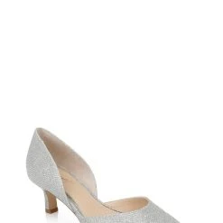 Jewel Badgley Mischka Dotty Glitter D'orsay Kitten Heel Wide-Width -Badgley Mischka shop DOTTY JW4355 SILFAB 1 87684.1672873548