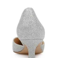 Jewel Badgley Mischka Dotty Glitter D'orsay Kitten Heel -Badgley Mischka shop DOTTY JW4355 SILFAB 7 57789.1672874482