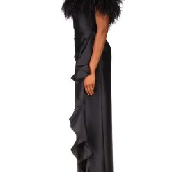 Badgley Mischka Ostrich Feather Adorned Gown -Badgley Mischka shop EG3102 BLCK 2 04603.1652384622