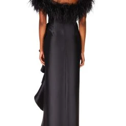 Badgley Mischka Ostrich Feather Adorned Gown -Badgley Mischka shop EG3102 BLCK 3 10963.1652384622