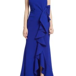 Badgley Mischka Crepe Ruffle Side Gown -Badgley Mischka shop EG3168C ULVI 1 50874.1663608074