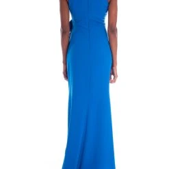 Badgley Mischka Crepe Ruffle Side Gown -Badgley Mischka shop EG3168 OCEAN BACK 42710 18436.1615074899