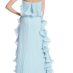 Badgley Mischka Strapless Pleated Gown With Ruffles -Badgley Mischka shop EG3459C AZUR 3 19171.1675970982