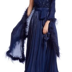 Badgley Mischka Gown With Feather Wrap -Badgley Mischka shop EG3614 SAPH 1 26447.1674703749