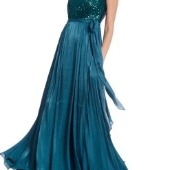 Badgley Mischka Gown With Feather Wrap -Badgley Mischka shop EG3614 TEAL 1 40312.1666113414
