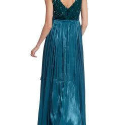 Badgley Mischka Gown With Feather Wrap -Badgley Mischka shop EG3614 TEAL 3 87662.1660860268