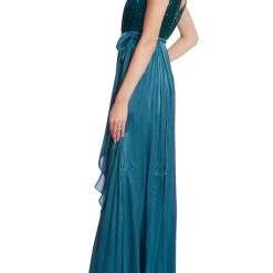 Badgley Mischka Gown With Feather Wrap -Badgley Mischka shop EG3614 TEAL 5 93018.1660860268