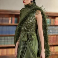 Badgley Mischka Gown With Feather Wrap -Badgley Mischka shop EG3614 DETAIL 1 40689.1660675473