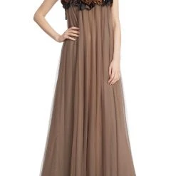 Badgley Mischka Poetic Velvet Flower And Tulle Gown