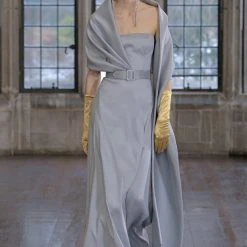 Badgley Mischka Retro-Glam Mikado Silk Gown With Wrap -Badgley Mischka shop EG3621 VOGUE 47871.1660690952