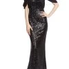 Badgley Mischka Black Sequin Caped Gown -Badgley Mischka shop EG3634 BLCK 1 59753.1661541778