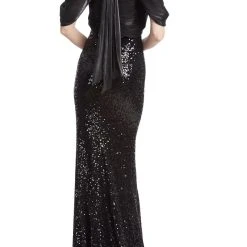 Badgley Mischka Black Sequin Caped Gown -Badgley Mischka shop EG3634 BLCK 3 70223.1661541778