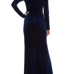 Badgley Mischka Stretch Velvet Ruffle Gown -Badgley Mischka shop EG3674 MIDN 3 01030.1656452406