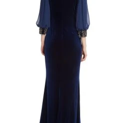Badgley Mischka Velvet Embellished Cuff Gown -Badgley Mischka shop EG3684 MIDN 3 48919.1656449467