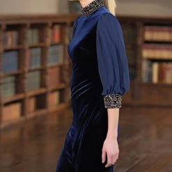 Badgley Mischka Velvet Embellished Cuff Gown -Badgley Mischka shop EG3684 DETAIL 2 67082.1660676509