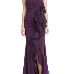 Badgley Mischka Strapless Ruffle Gown