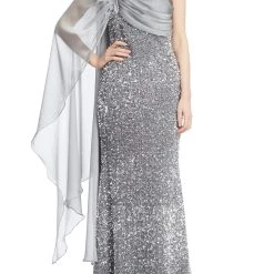 Badgley Mischka Sparkling Cross-Draped Gown