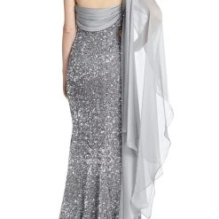 Badgley Mischka Sparkling Cross-Draped Gown -Badgley Mischka shop EG3702A SILV 3 93032.1660599850